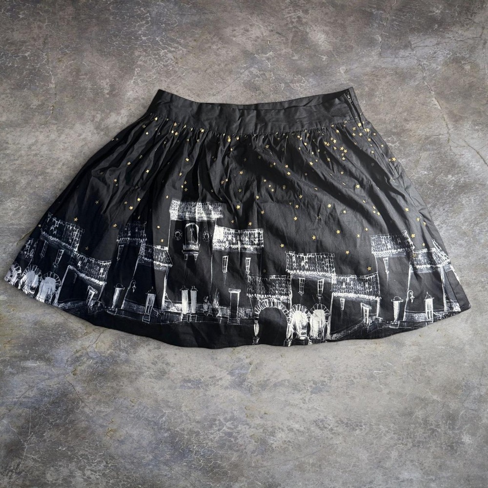 The Book of Life Black Celestial Village Print Skater Skirt Size XL